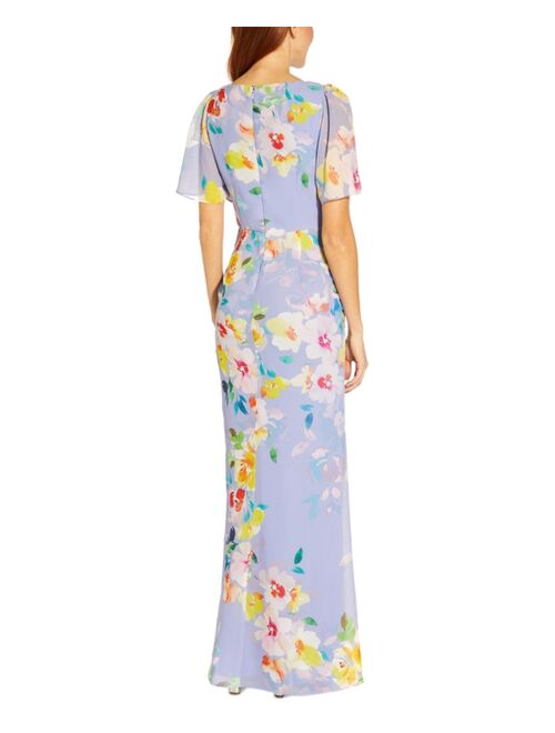 Adrianna Papell Floral Tie-Front Gown