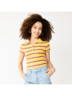 Juniors' SO Ribbed Cropped Polo