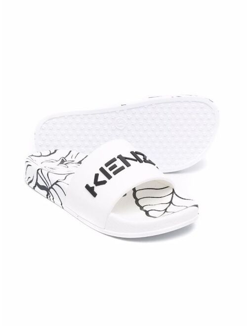 Kenzo Kids logo-print slip-on sandals