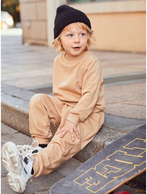 SHEIN Toddler Boys Crew Neck Pullover & Sweatpants Set