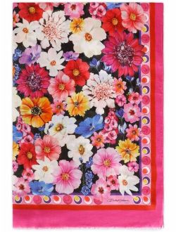 floral-print cashmere-blend scarf