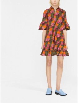 floral print tiered shirt dress