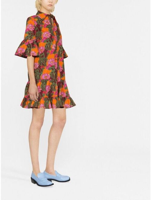 La DoubleJ floral print tiered shirt dress