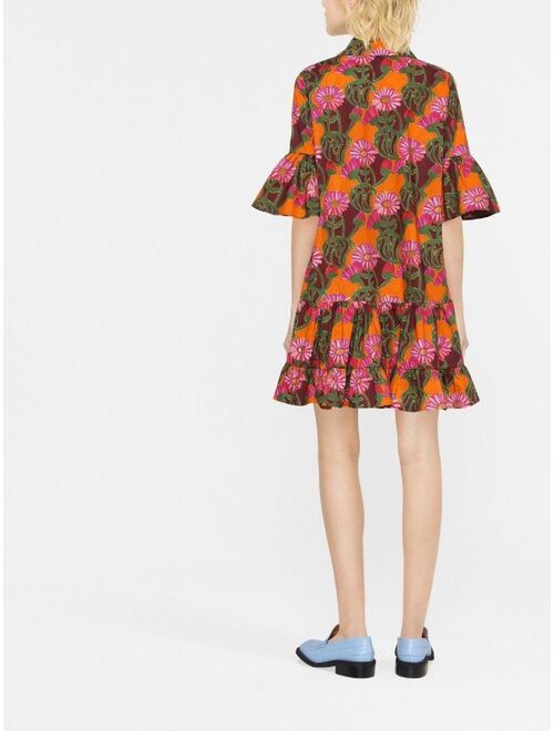 La DoubleJ floral print tiered shirt dress