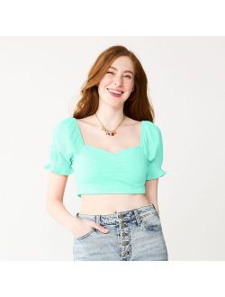 Juniors' SO Cropped Sweetheart Top