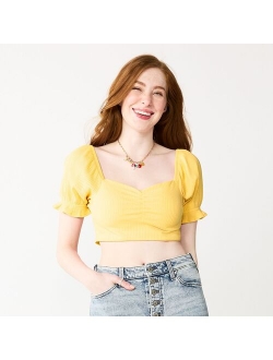 Juniors' SO Cropped Sweetheart Top