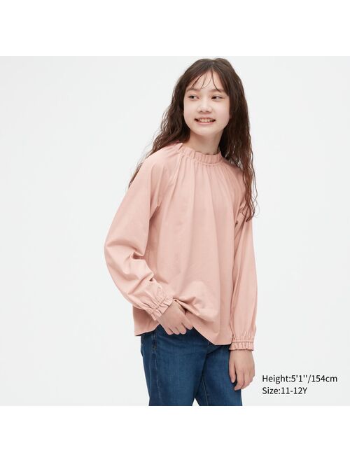 Uniqlo Smooth Cotton Frill Long-Sleeve T-Shirt
