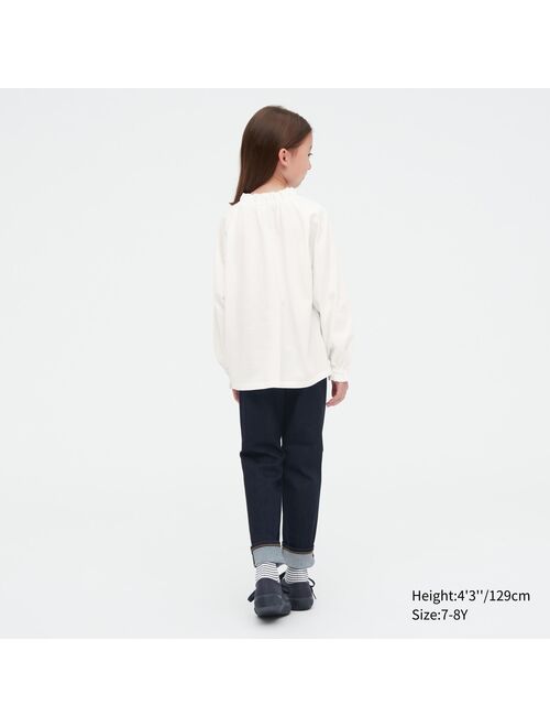 Uniqlo Smooth Cotton Frill Long-Sleeve T-Shirt