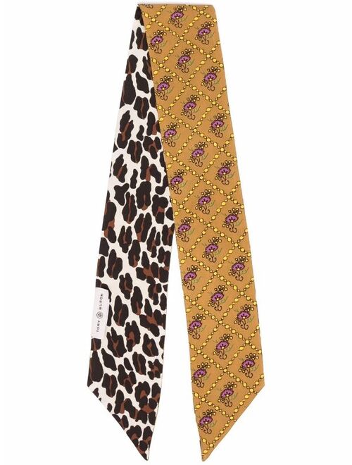 Tory Burch leopard floral print scarf