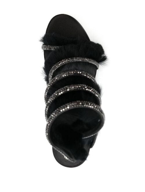 Rene Caovilla Cleo faux-fur rhinestone sandals
