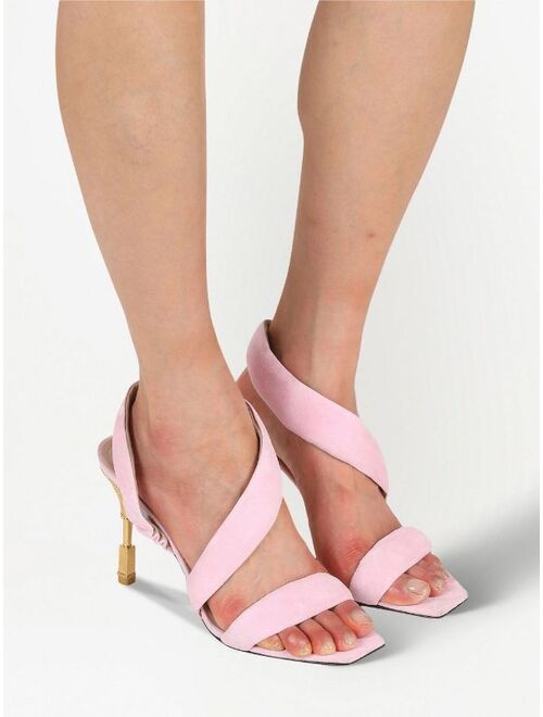 Balmain Moneta engraved-heel sandals