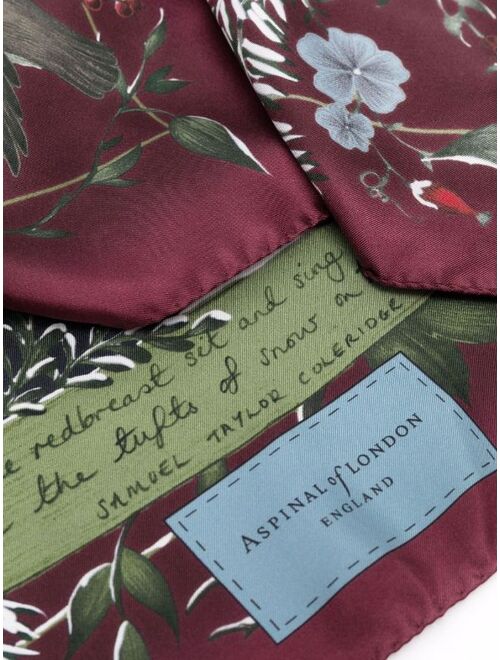 Aspinal Of London woodland-print silk scarf