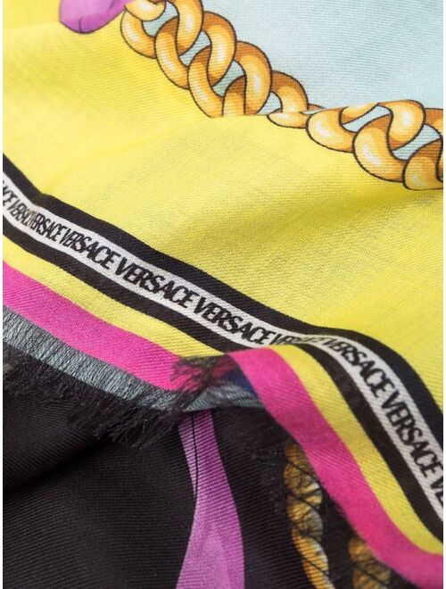 Versace graphic-print knitted scarf
