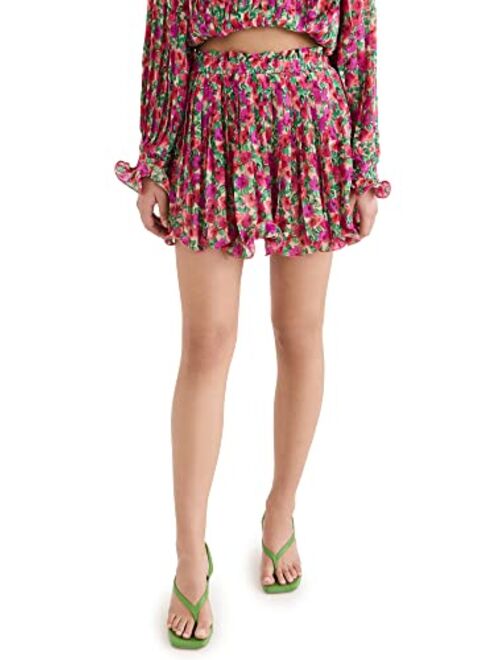 endless rose Women's Floral Pleated Elastized Skirt