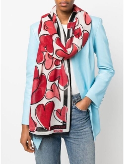 heart-print wool scarf