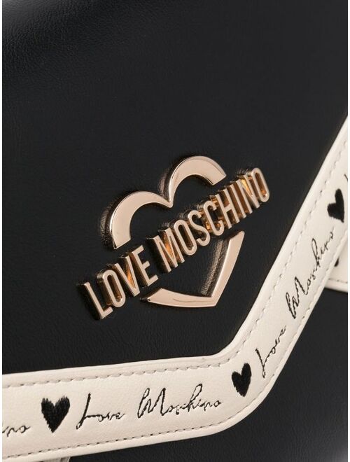 Love Moschino logo-print envelope clutch-bag
