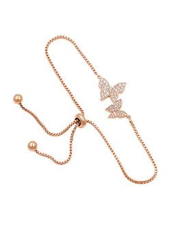 WeimanJewelry Love Gift Cubic Zirconia CZ Bridal Butterfly Adjustable Bracelet for Women
