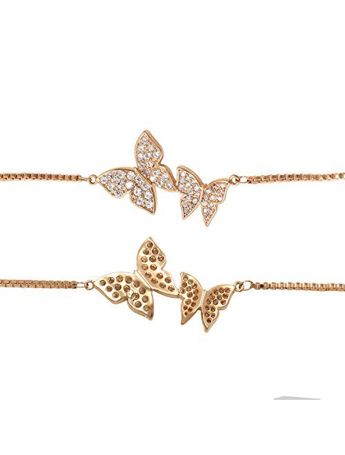 WeimanJewelry Love Gift Cubic Zirconia CZ Bridal Butterfly Adjustable Bracelet for Women