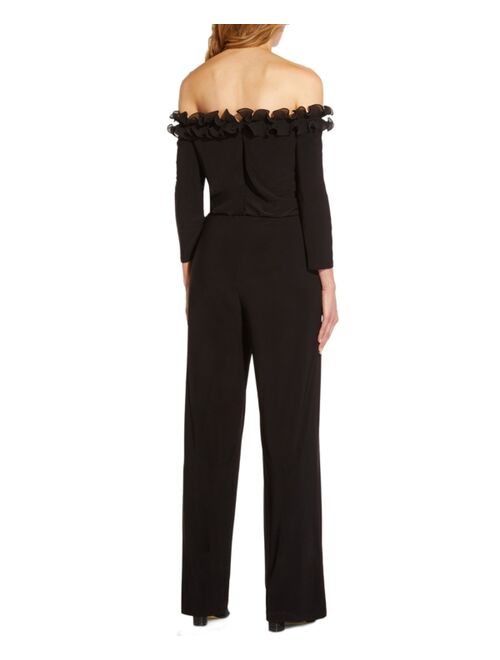 Adrianna Papell Ruffled Off-The-Shoulder Jumpsuit