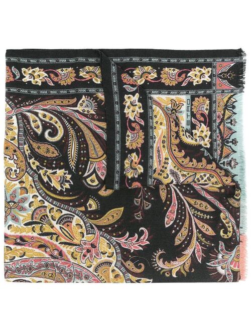 ETRO paisley print silk-cashmere blend scarf
