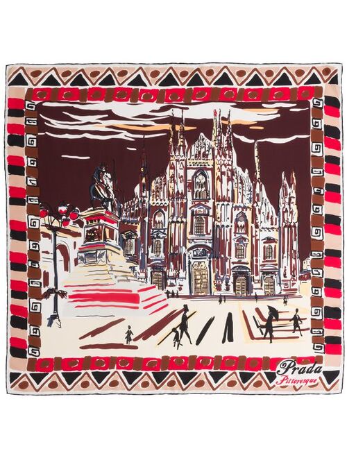 Prada Pittoresque Milan print foulard