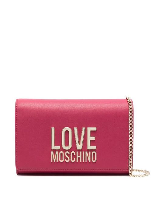 Love Moschino logo-lettering faux-leather clutch bag