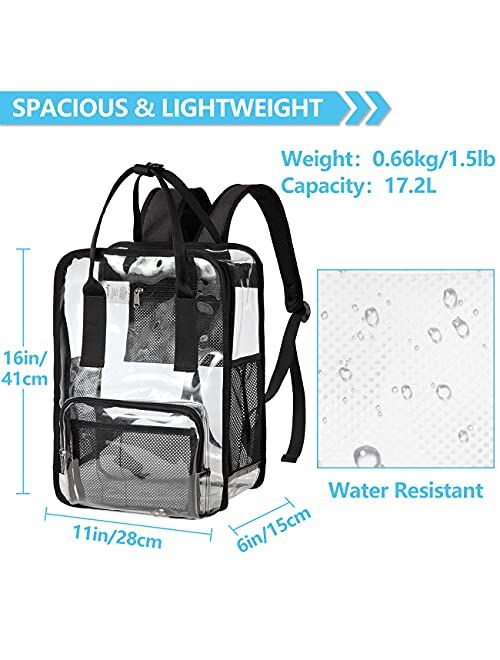 Clear backpack,VASCHY HeavyDuty Transparent See Through School Backpack BookBag