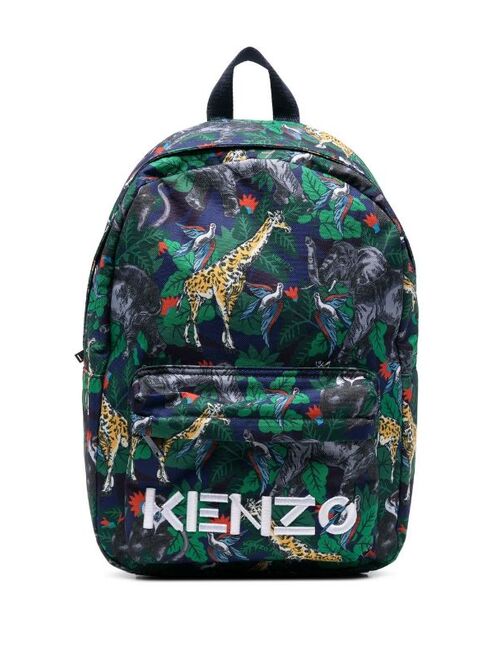 Kenzo Kids logo-print zip-fastening backpack
