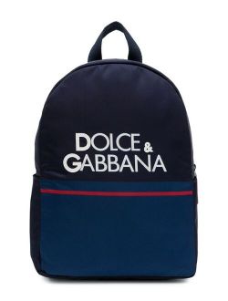 Kids logo-print colour-block backpack