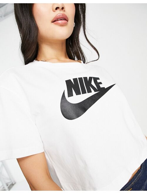 Nike Swoosh cropped t-shirt in white