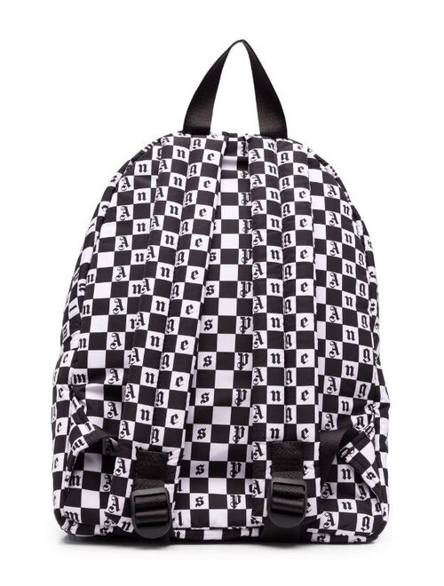 Palm Angels Kids logo checkerboard-print backpack