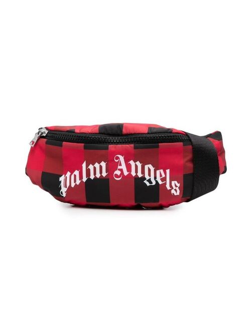 Palm Angels Kids checked logo-print belt bag