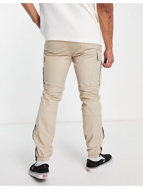 Topman skinny cut and sew cargo pants in stone