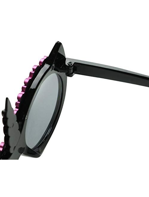 ShadyVEU Unicorn Horn Round Sunglasses Children Toddler Kids UV Protection Age 2 to 8 Cute Small Fashion Shades