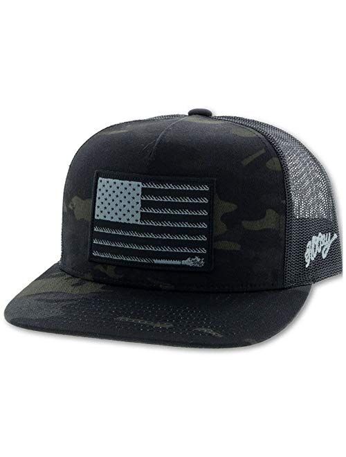 HOOEY Youth Adjustable Snapback Trucker Mesh Back Hat (Black/Camo - 2010T-CABK-Y)