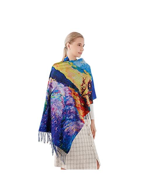 Heasea Winter Scarf Wraps for Women Soft Cashmere Shawls Warm Pashimina Blanket Scarfs Van Gogh Scarves Gift for Ladies