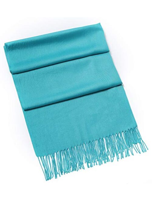Cindy & Wendy Pashmina Shawls and Wraps Large Scarfs for Women Wedding Party Bridal Long Fashion Solid Shawl Wrap with Fringes