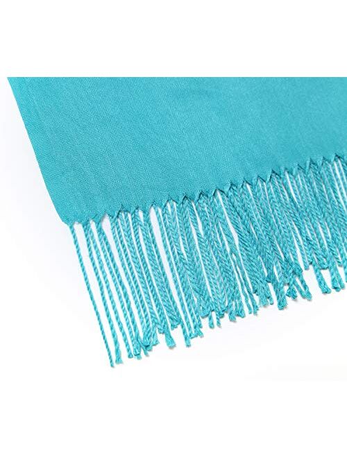 Cindy & Wendy Pashmina Shawls and Wraps Large Scarfs for Women Wedding Party Bridal Long Fashion Solid Shawl Wrap with Fringes