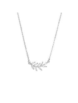 SWEETV Simple Wedding Back Necklace for Brides Bridesmaid, Bridal Backdrop Necklace, Crystal Leaf Chain Pendant Necklace for Women Girls
