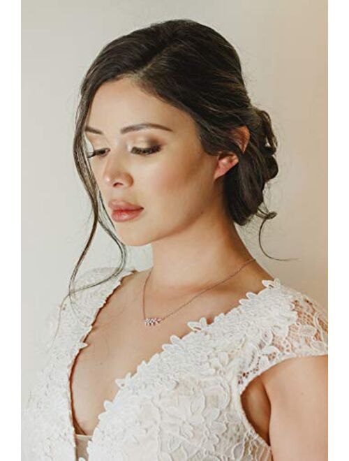 SWEETV Simple Wedding Back Necklace for Brides Bridesmaid, Bridal Backdrop Necklace, Crystal Leaf Chain Pendant Necklace for Women Girls