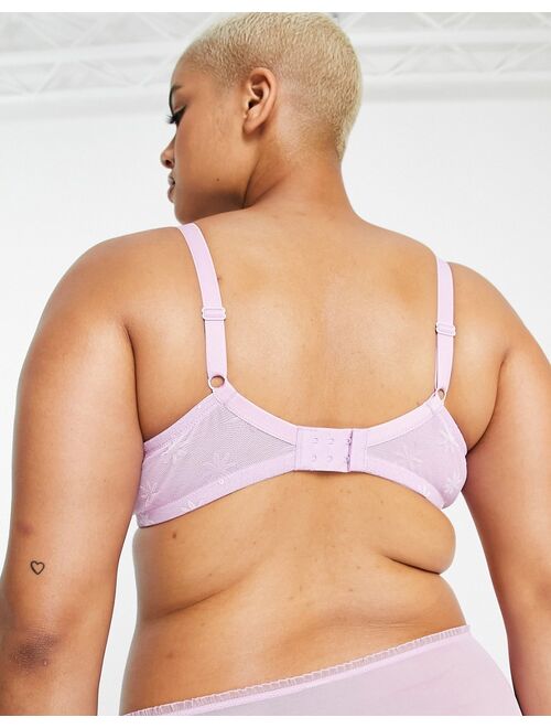 Ivory Rose Lingerie Ivory Rose Curve ditsy daisy jaquard balcony bra in lilac