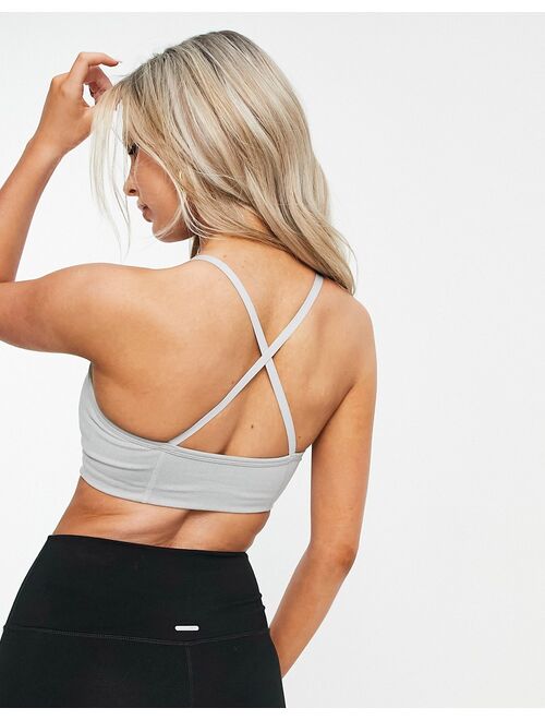 Puma Studio Yoga low support sports bra in gray heather