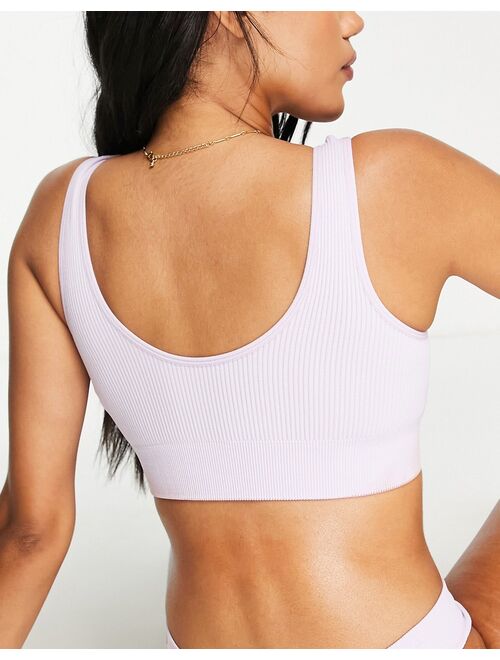 New Look ribbed seamless bra in lilac