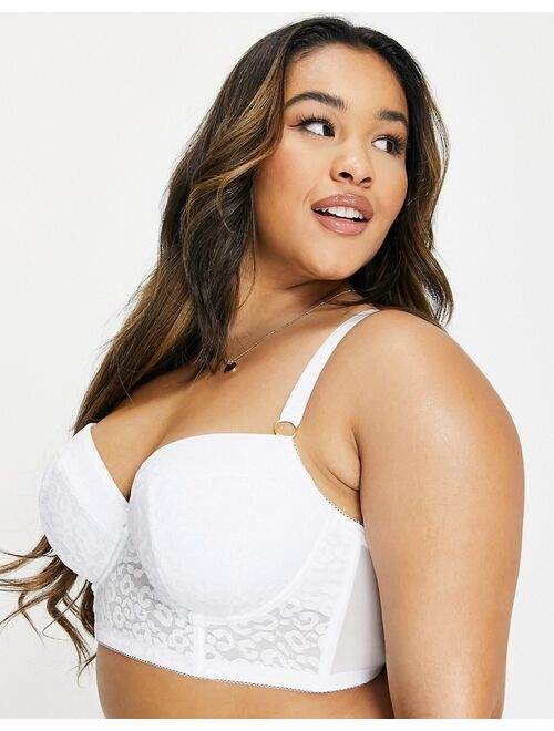 New Look Plus New Look Curve animal print lace push up bra in white
