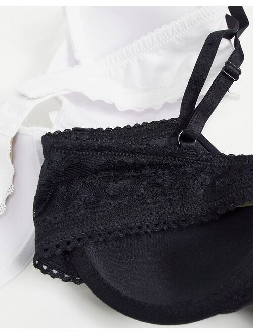Dorina Lila 2 pack cotton t-shirt bras in black and white - MULTI
