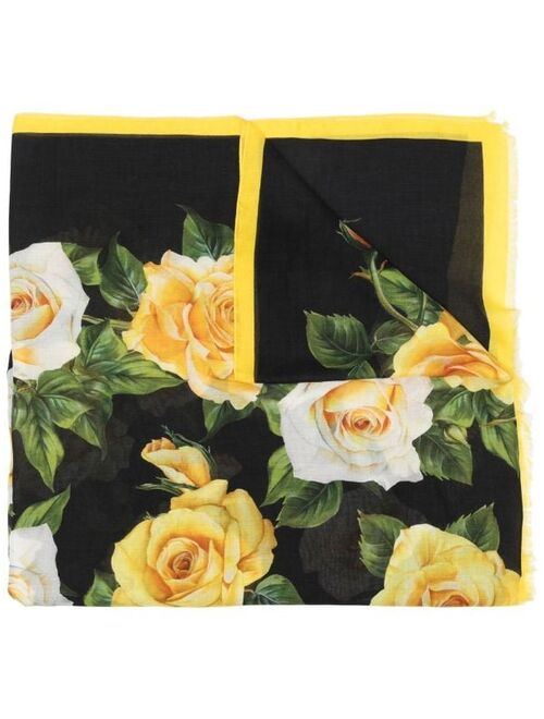 Dolce & Gabbana floral-print knitted scarf