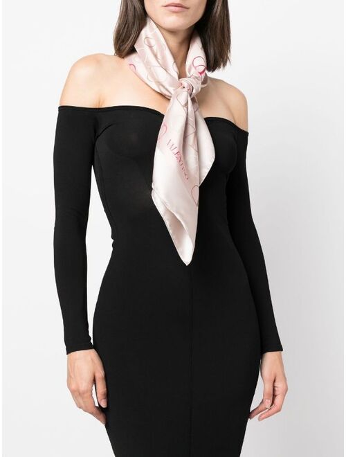 Valentino logo-print silk scarf