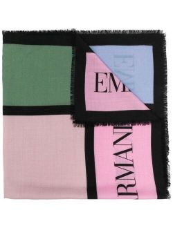 colour-block logo print scarf