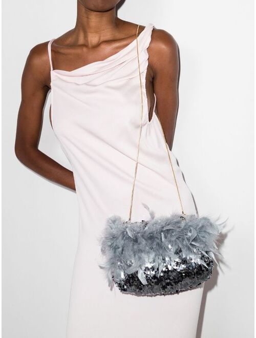 Rosantica Liquirizia Ballerina sequin feather-trim bag