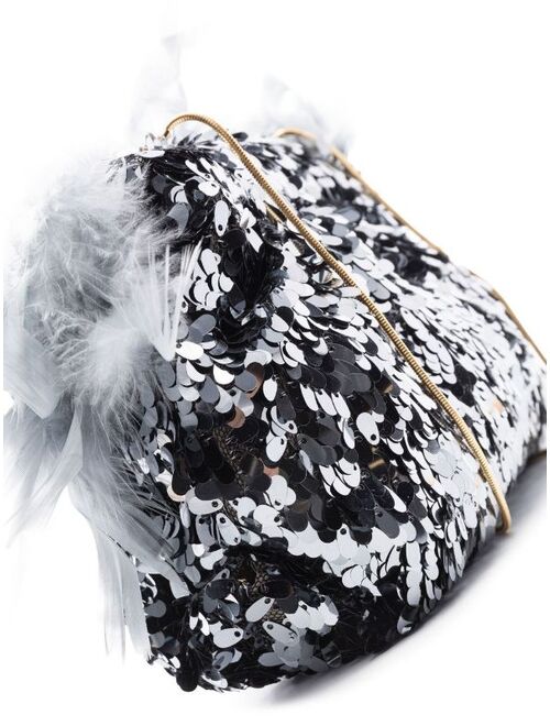 Rosantica Liquirizia Ballerina sequin feather-trim bag